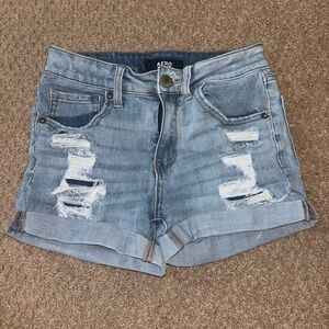 Aeropostale Medium Wash Ripped Jean Shorts